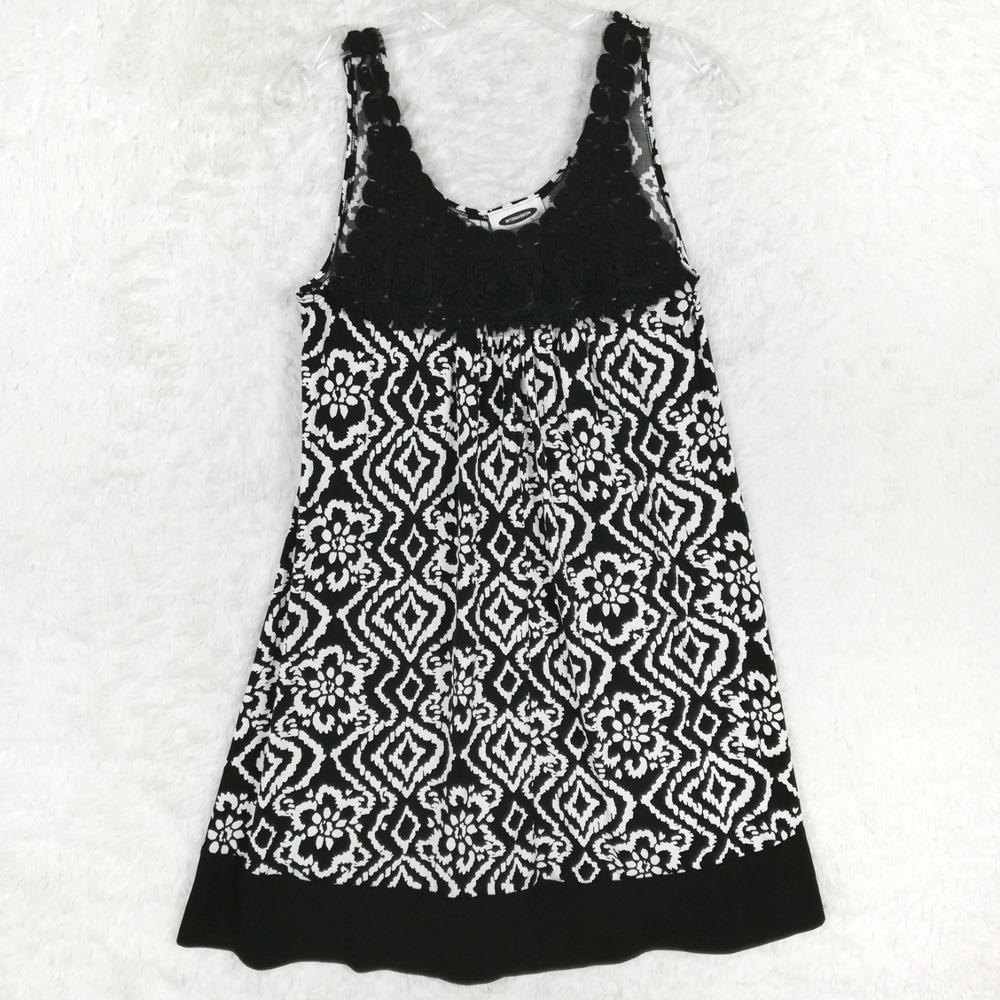 Intermission Womens Dress Shift Micro‎ Mini Black White Scoop Neck Sleeveless 4